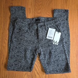 NWT MOTHER THE LOOKER Black Motif Gray Wool Blend Skinny Pants 25 Size 2